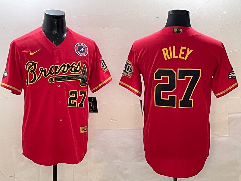 Men Atlanta Braves #27 Riley Red Gold Game Nike 2025 MLB Jersey style 1->atlanta braves->MLB Jersey